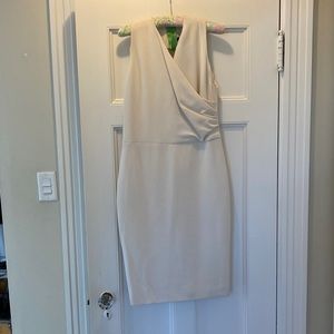 Ralph Lauren Collection creamy white stretch wool faux-wrap dress. NWOT